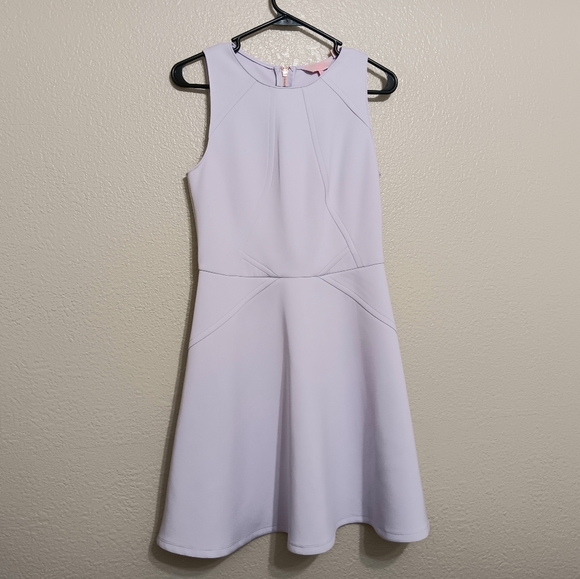 Ted Baker Mitton Skater Scuba Fit & Flare Dress in Lilac Purple - Picture 2 of 5